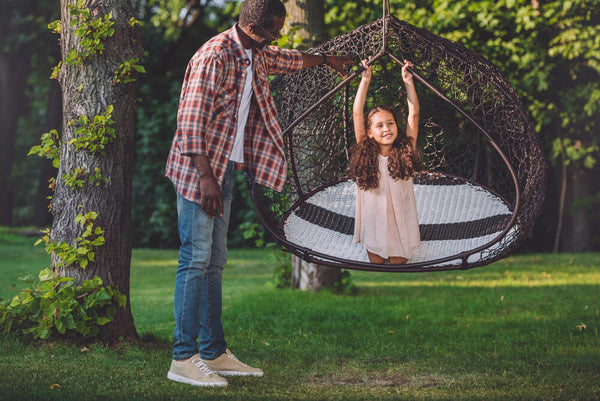 playing with swing chair