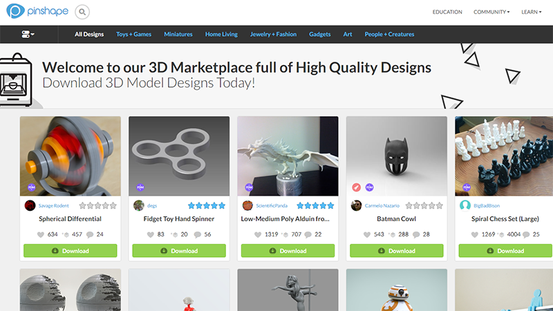Pinshape - websites like Thingiverse