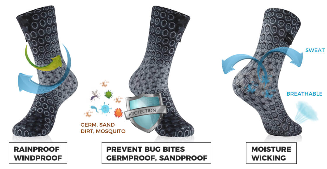 grey ultra thin waterproof socks