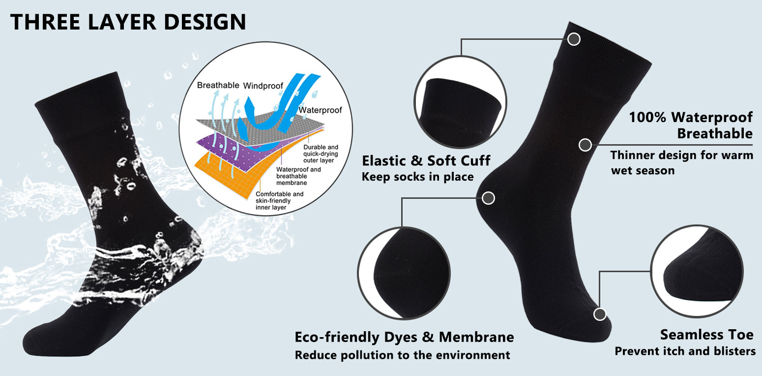 black thin waterproof socks feature