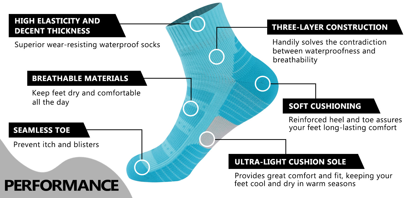 blue waterproof socks features