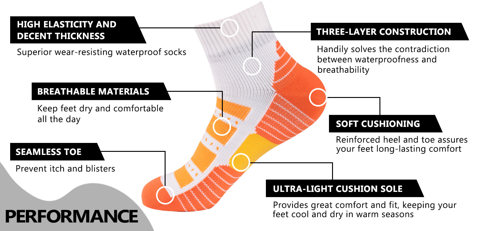 orange ankle waterproof socks