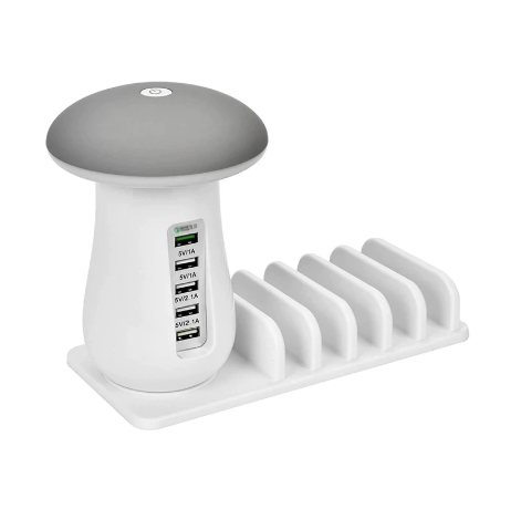 Charging Station USB Multi Port Quick Charging Station For Multiple Devices Mushroom Led Lamp 5V