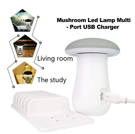 Charging Station USB Multi Port Quick Charging Station For Multiple Devices Mushroom Led Lamp 5V