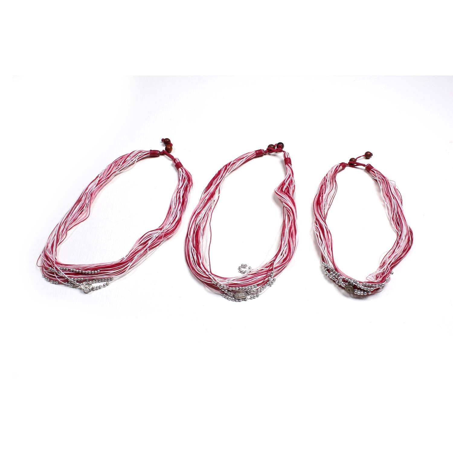 BUNDLE: Cotton Waxed String Necklace 4 & 3 Pieces - Thailand