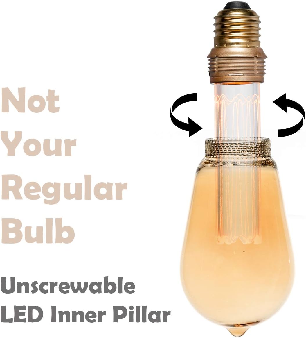 Next Glow NEOLDST64DB35W902 ST64 Amber Edison Bulb with LED Pillar