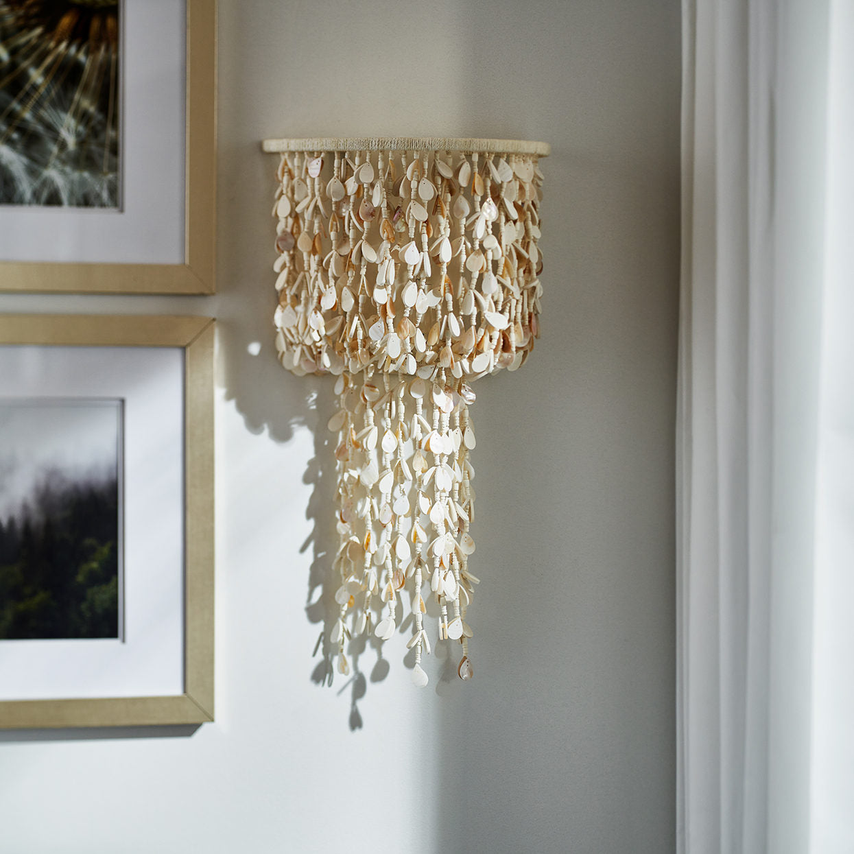 Palecek 2751-79 Calabria Wood Bead and Shell Wall Sconce
