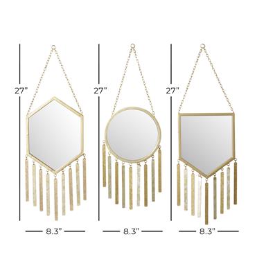 43322 Gold Mini Mirror with Metal Tassels - 3 shapes