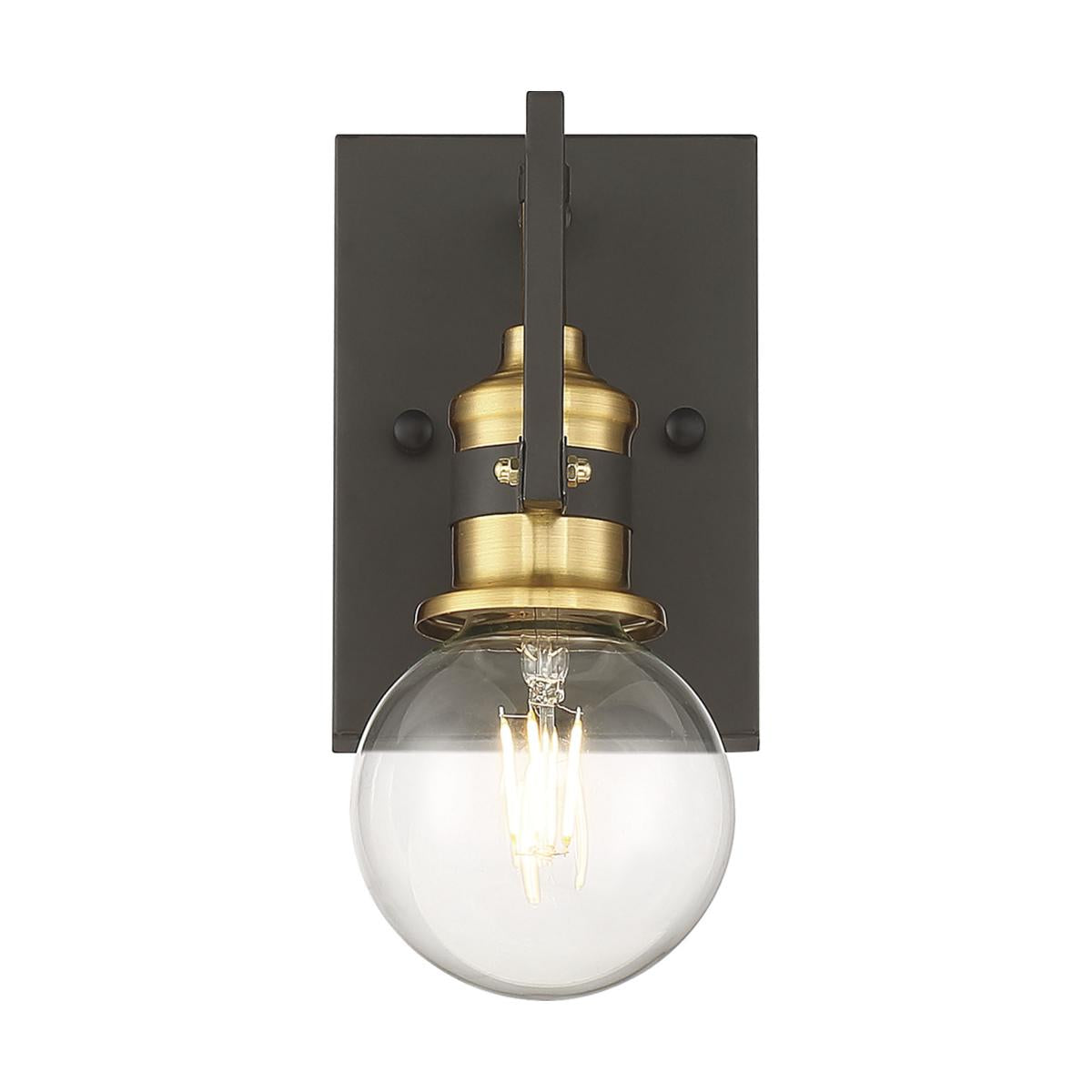 Nuvo Lighting 60-6971 Intention 1 Light Vanity Sconce in Warm Brass and Black