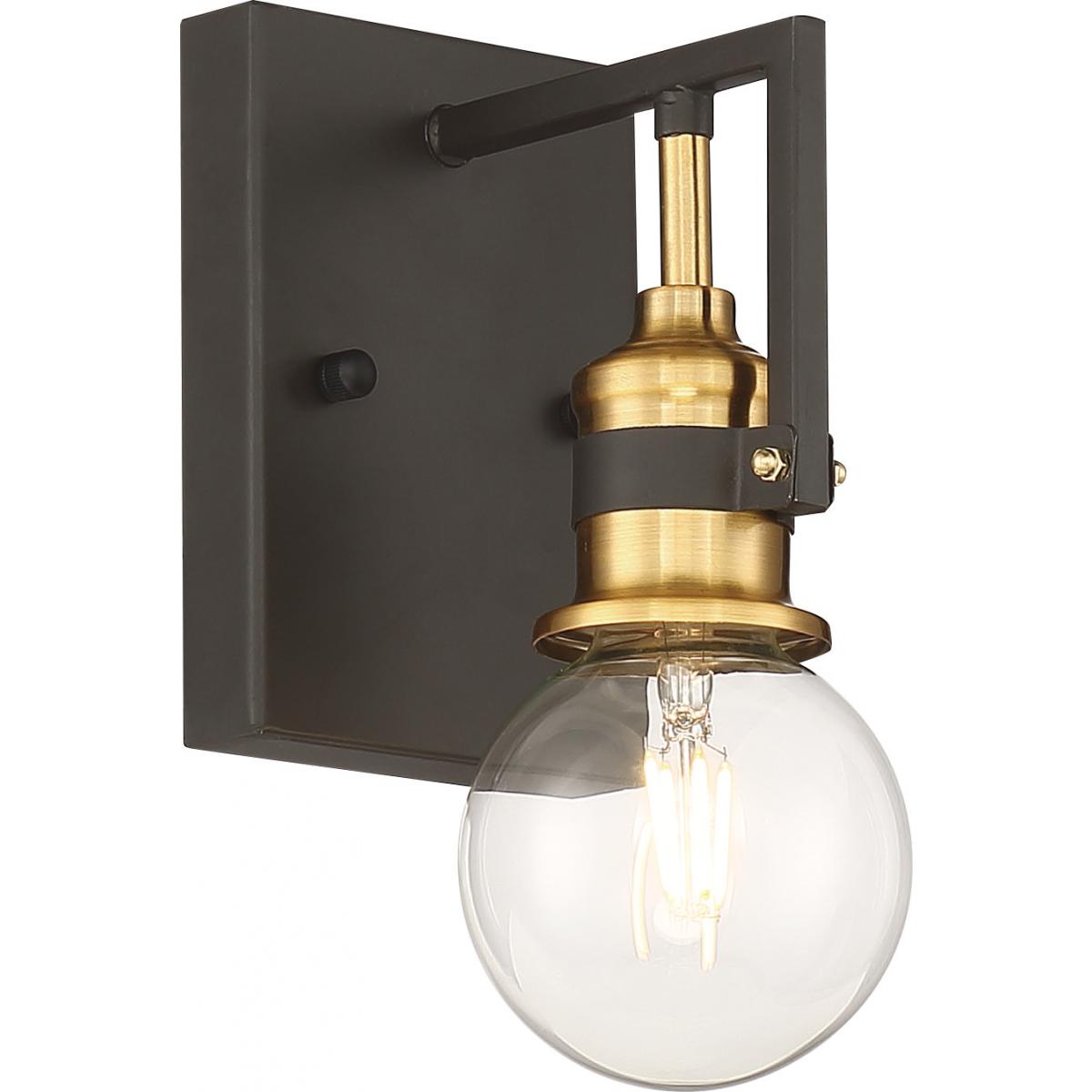 Nuvo Lighting 60-6971 Intention 1 Light Vanity Sconce in Warm Brass and Black
