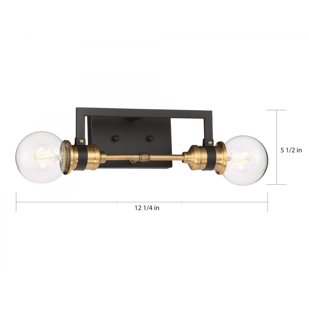 Nuvo Lighting 60-6972 Intention 2 Light Vanity Warm Brass and Black