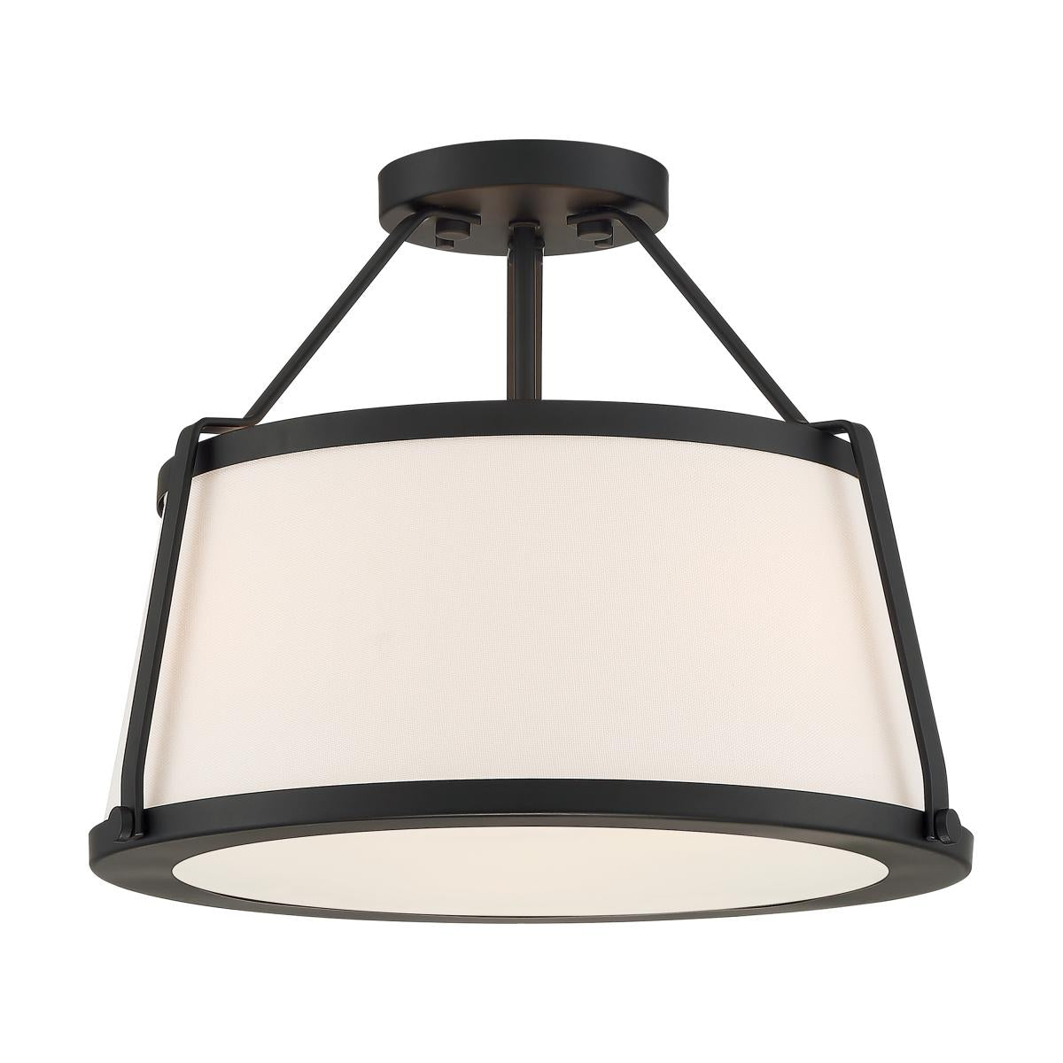 Nuvo 60-6998 Cutty 3 Light Semi Flush Light With Fabric Shade in Black