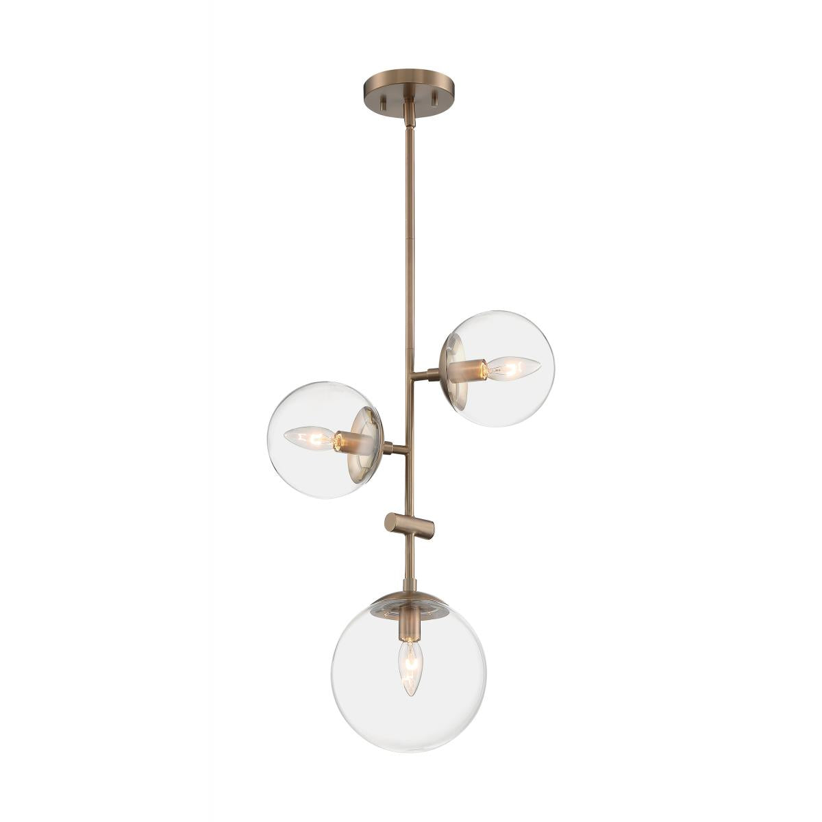 Nuvo 60-7124 Sky - 3 Light Pendant with Clear Glass - Burnished Brass Finish