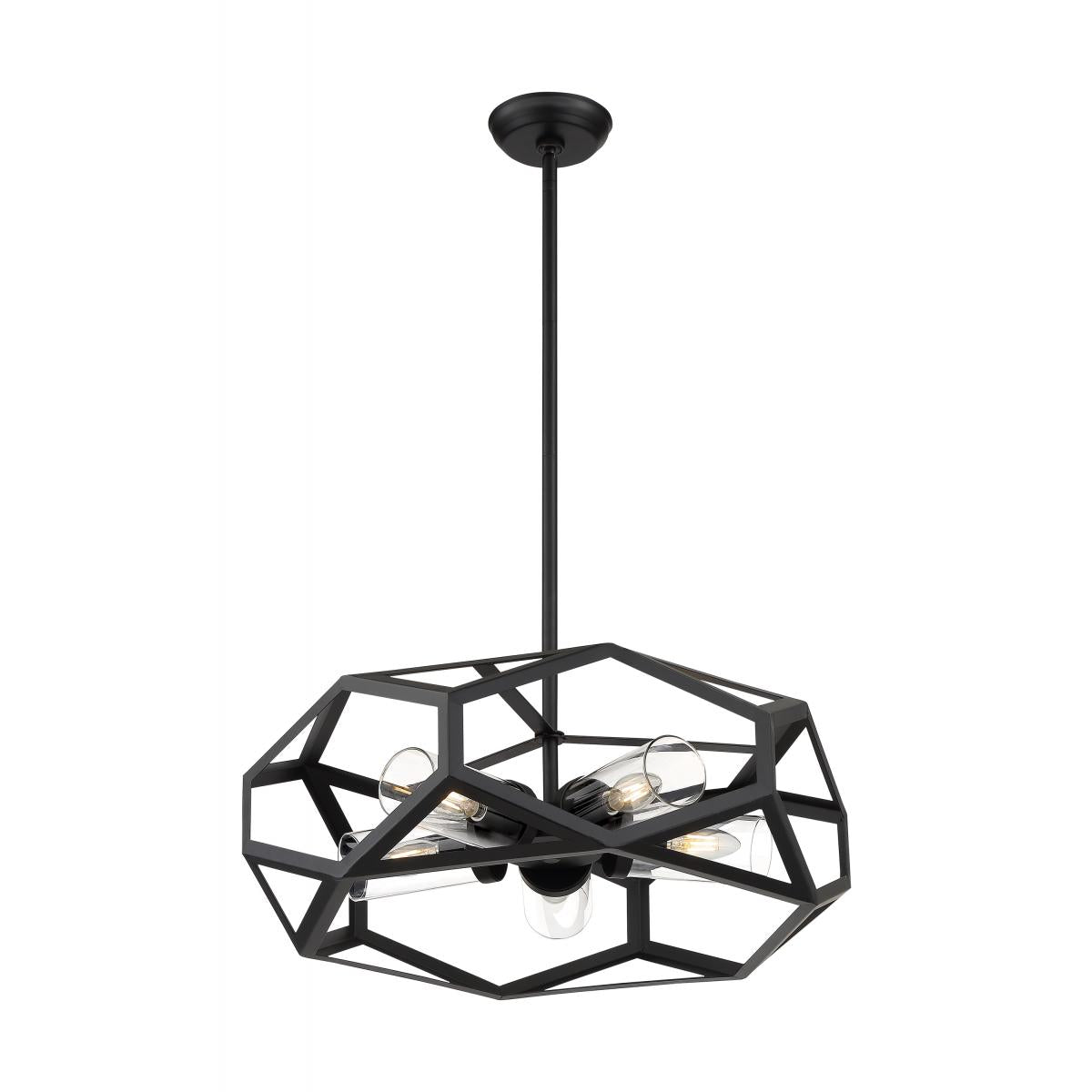 Nuvo 60-7304 ZEMI 5 Light Black Geometric Chandelier with Clear Glass