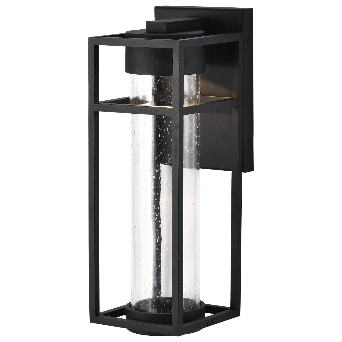 Nuvo 62-1612 Ledges LED Medium Outdoor Wall Lantern Matte Black with Seeded Glass