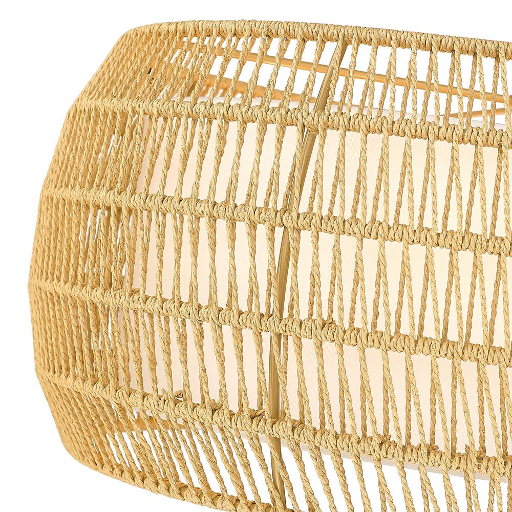 Golden Lighting 6805-6SF BLK-NR Everly 6 Light Natural Rattan Rope Flush Mount