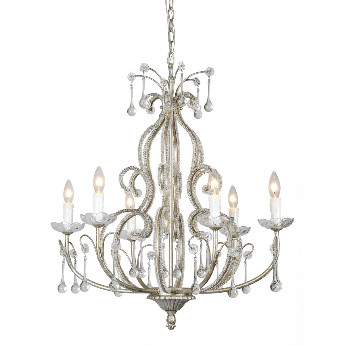 Forty West Designs 70303 Riverlight Shabby Chic Beaded Chandelier by Rachel Ashwell