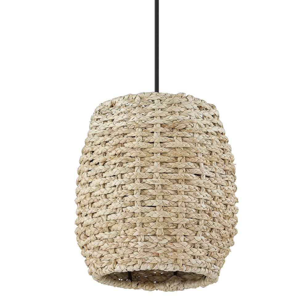 Golden Lighting 6810-M1L BLK-CR Cheyenne Woven Husk Mini Pendant