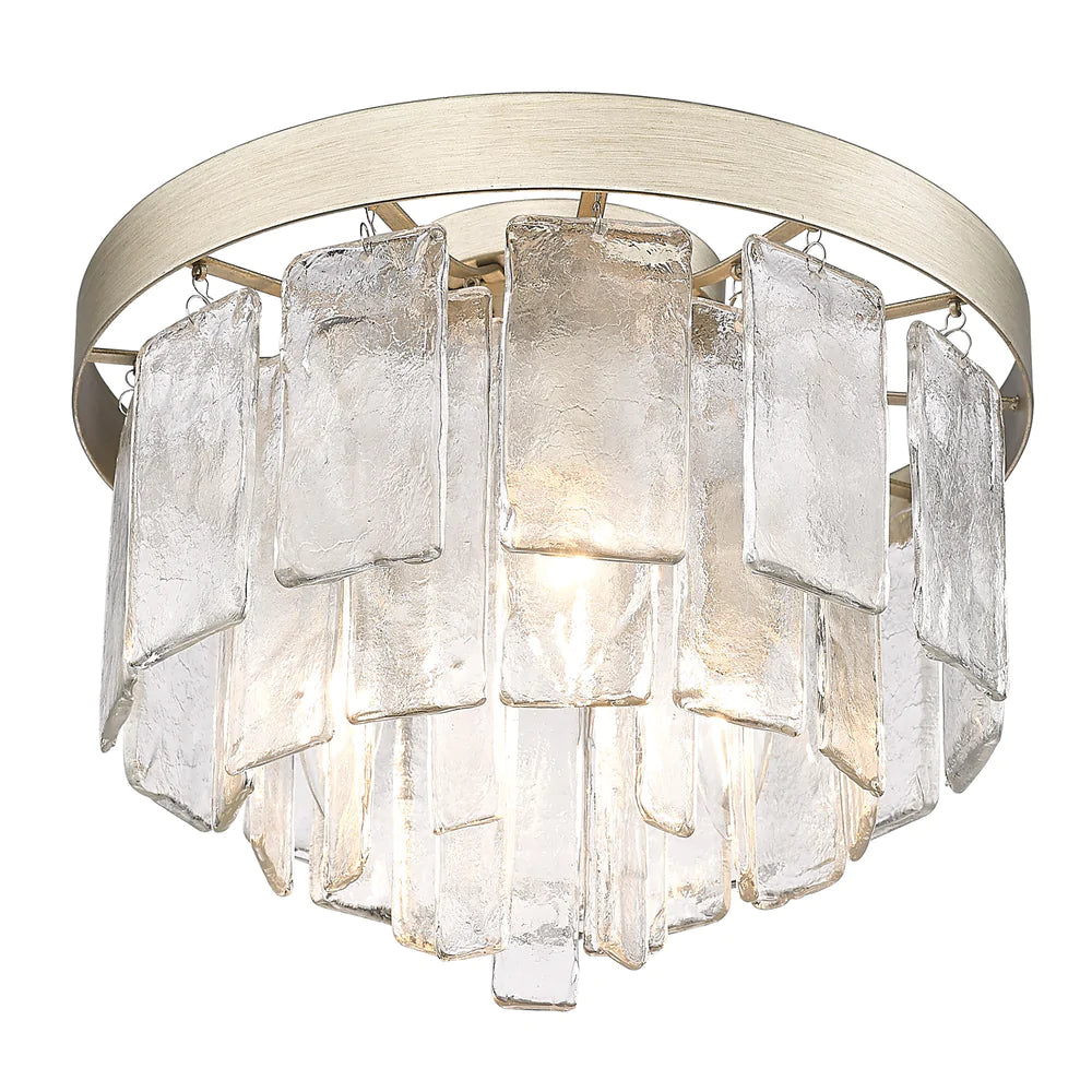 Golden Lighting 1768-FM WG-HWG Ciara Glass Flush Mount Light in White Gold