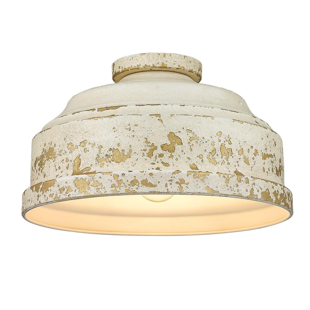 Golden Lighting Keating 3 Light Rustic White Metal Farmhouse Flush Mount