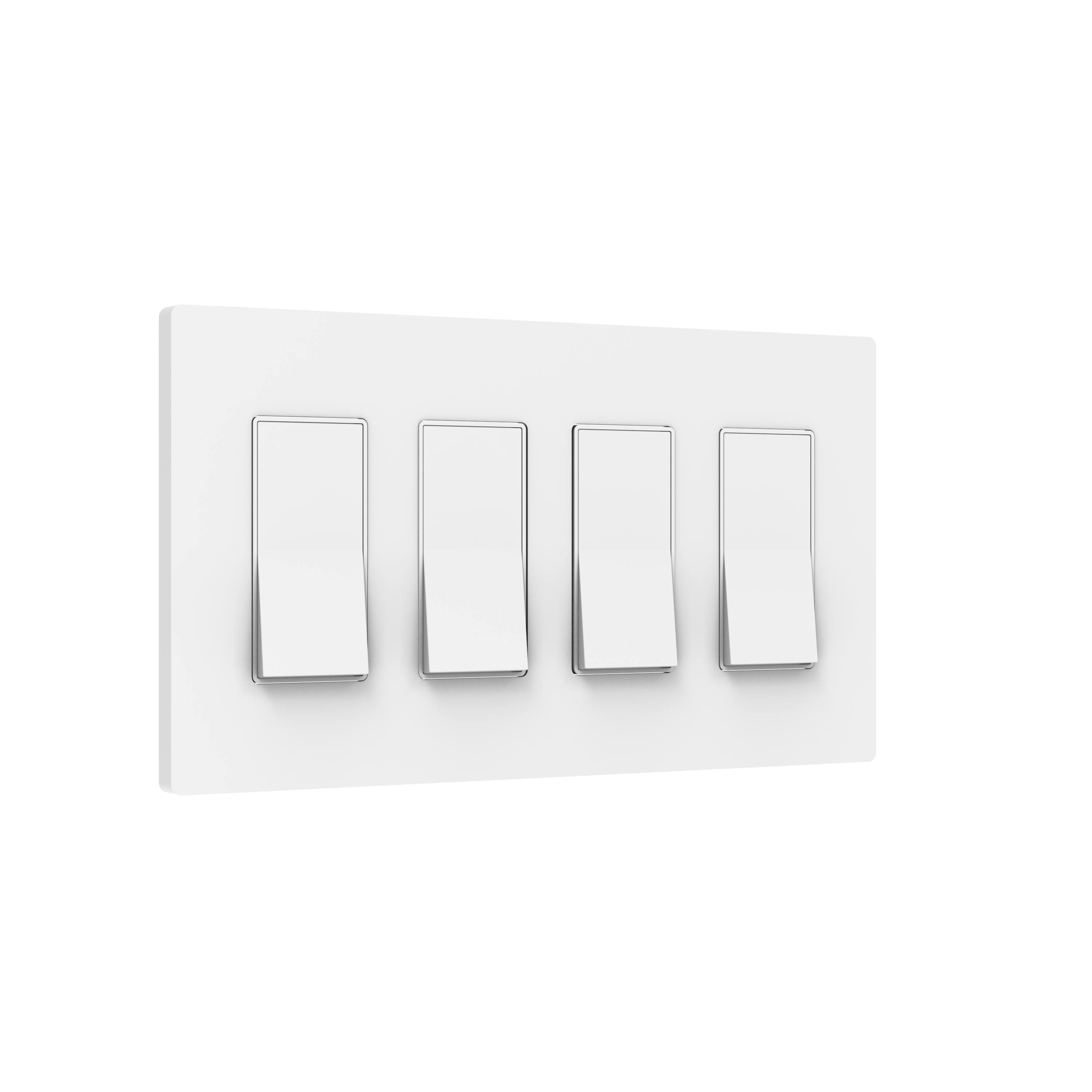 TAN-D0070-4W-S 4-Gang Decorator Screwless Wall Plate - White