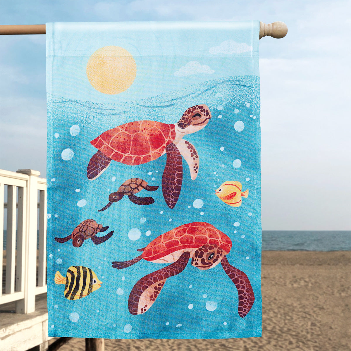 Illustrated Sea Turtle House Flag