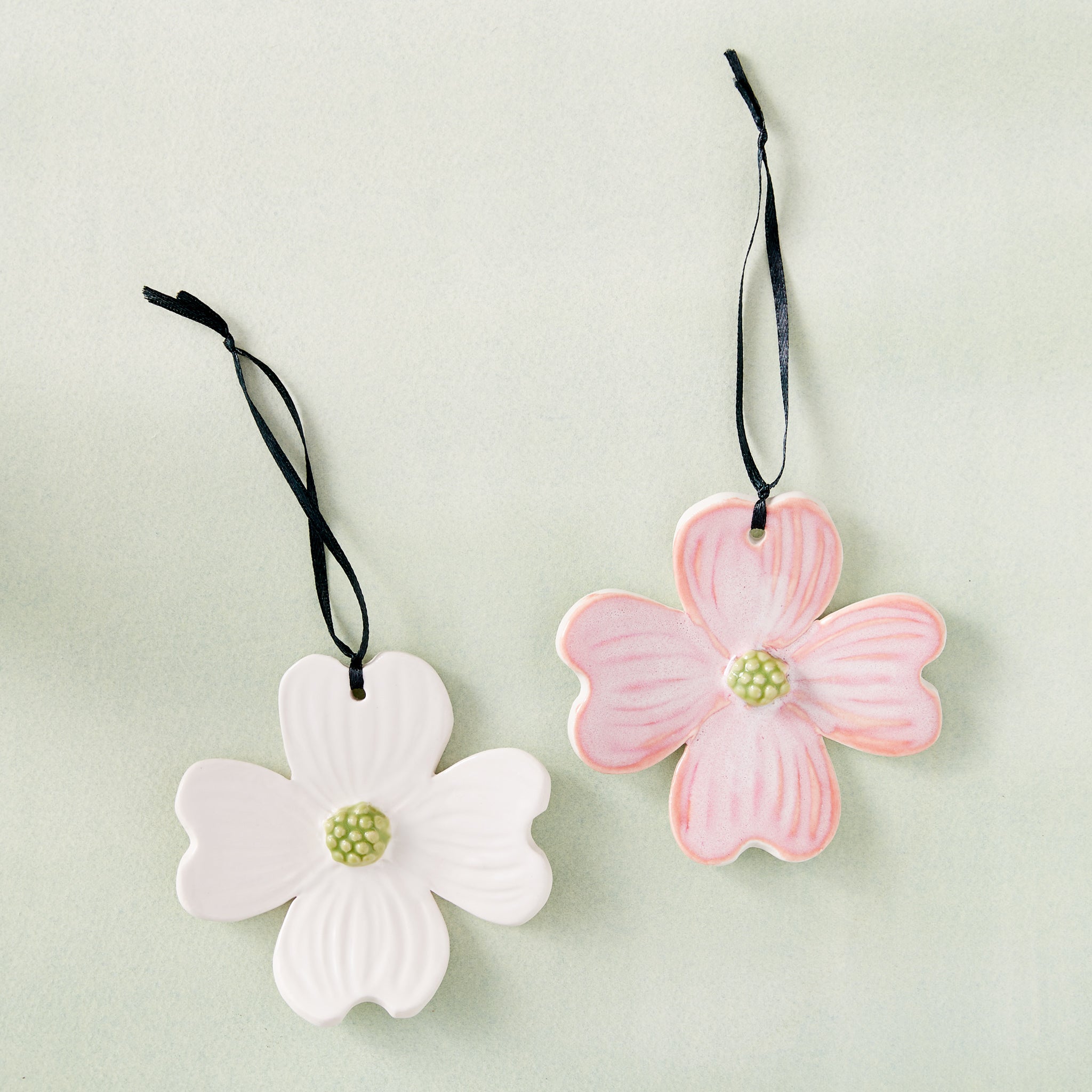 Pottery Dogwood Flower Ornaments