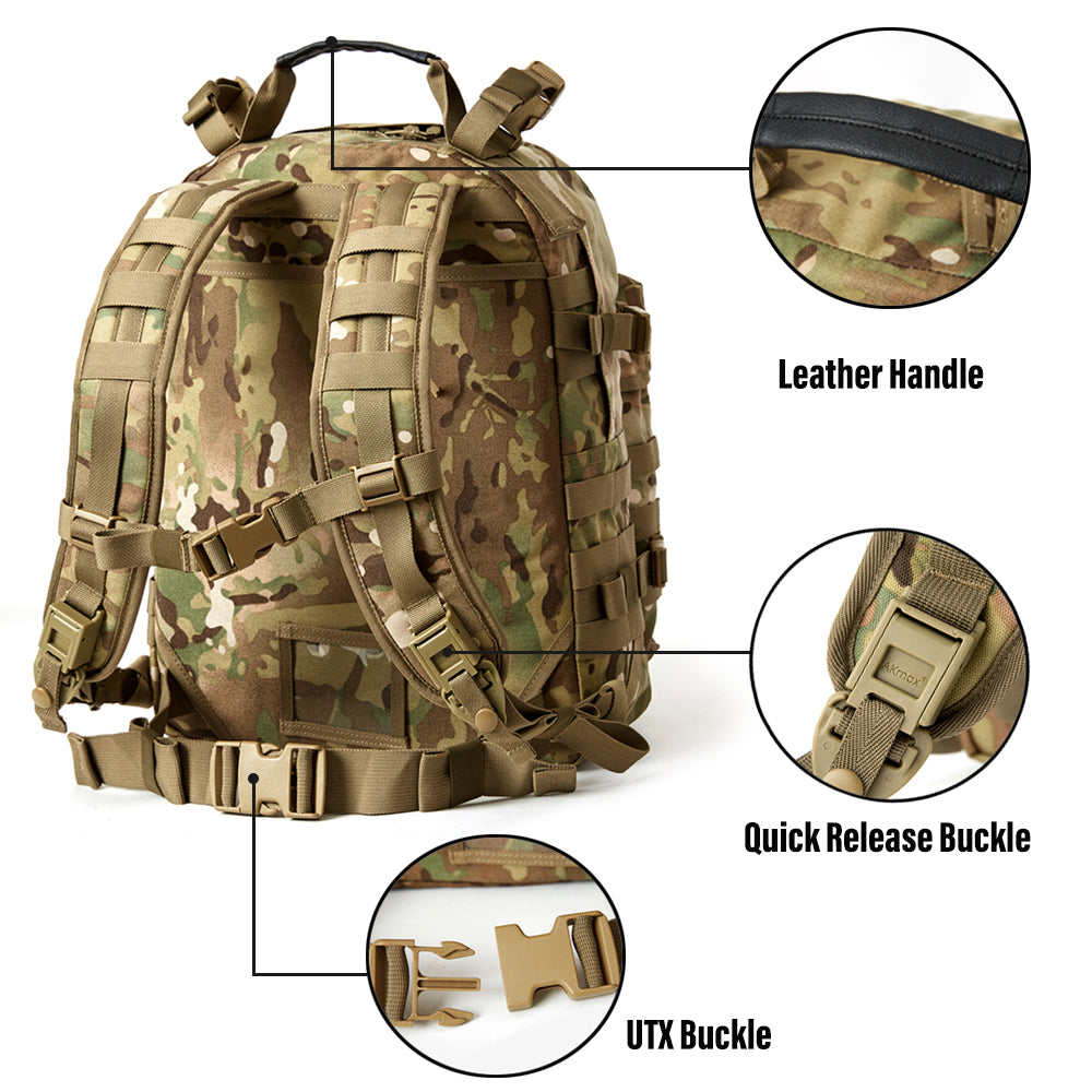 Akmax Military Army MOLLE 2 Tactical Assault Backpack, Rifleman 3 Day Pack, Medium Rucksack Multicam Camo