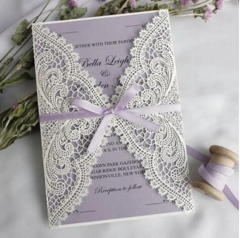 Lavender Purple Wedding Invitations with RSVP Cards - $2.80