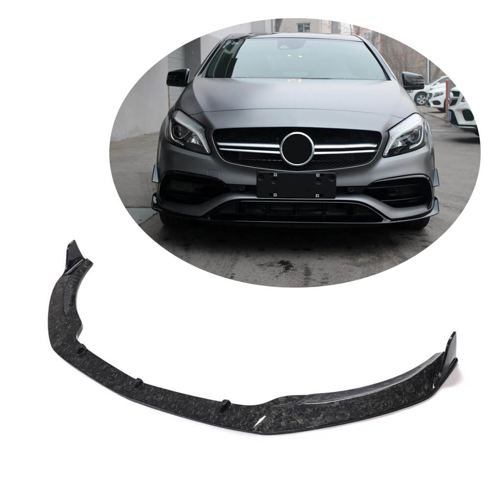 For Mercedes Benz A Class W176 A45 Facelift Carbon Fiber Front Bumper Lip Chin Spoiler Body Kit