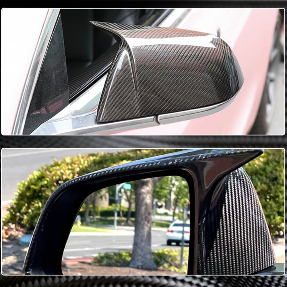 For Tesla Model Y Dry Carbon Fiber Add-on Side Rearview Mirror Cover Caps LHD Pair