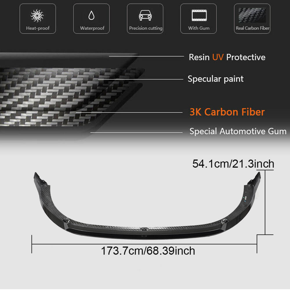 For Volkswagen VW Golf 8 MK8 GTI Dry Carbon Fiber Front Bumper Lip Spoiler Wide Body Kit