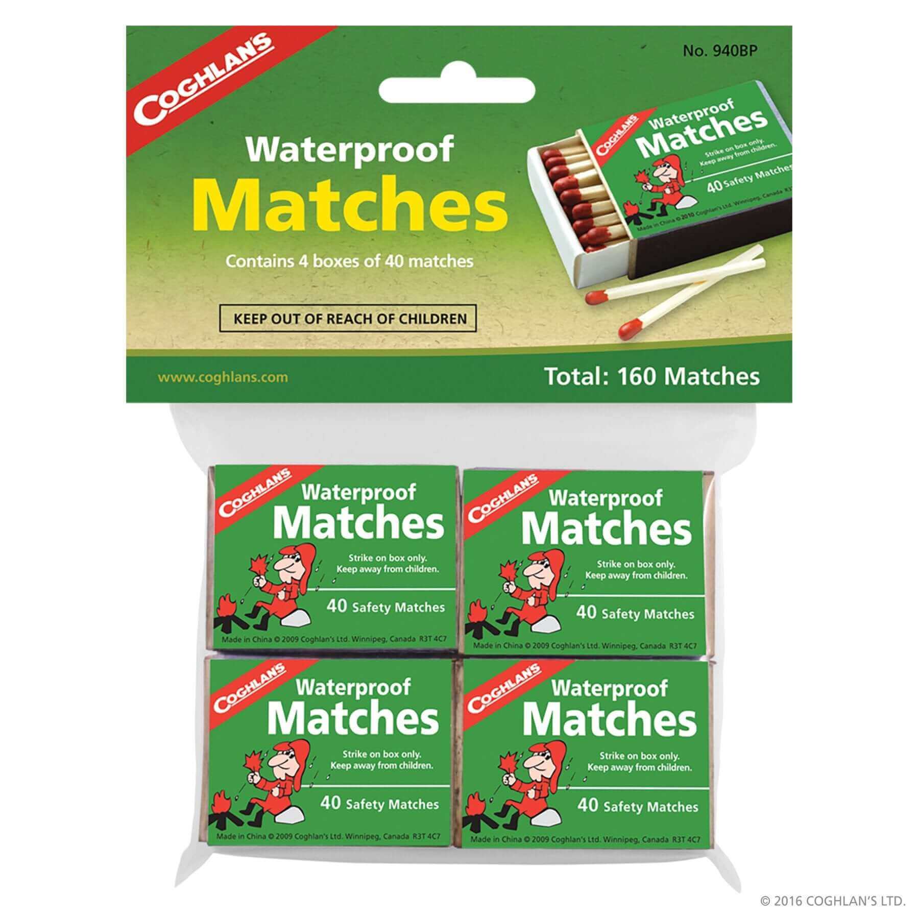 Coghlans Waterproof Matches - 4 boxes