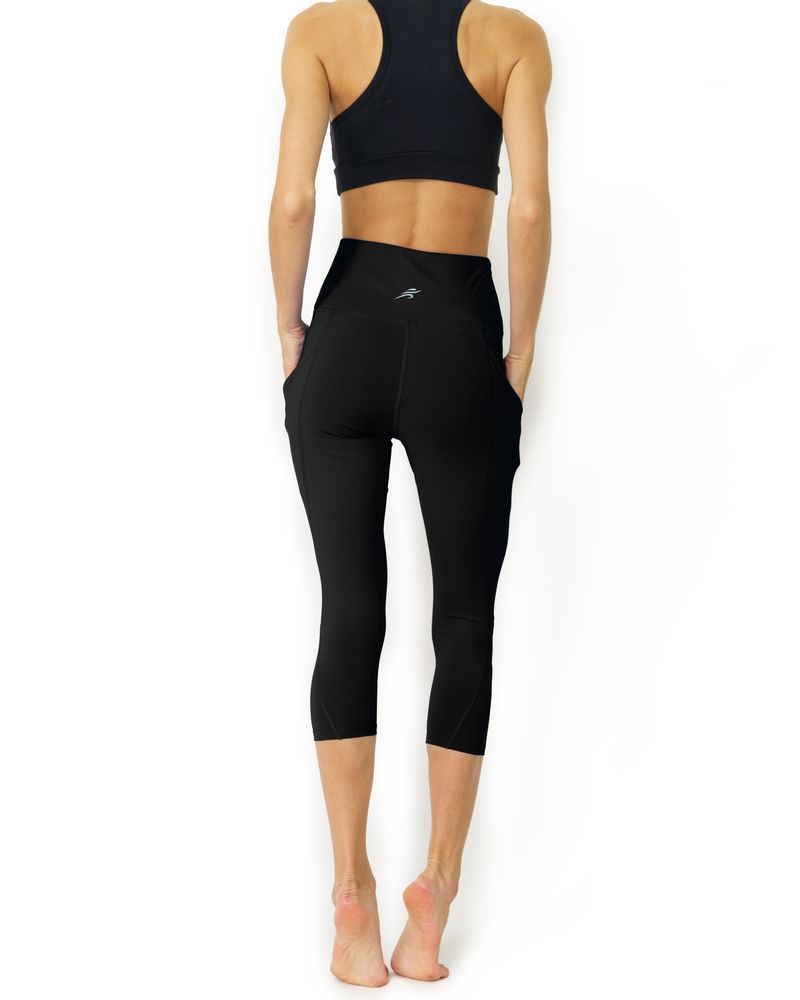 High Waisted Yoga Capri Leggings - Black