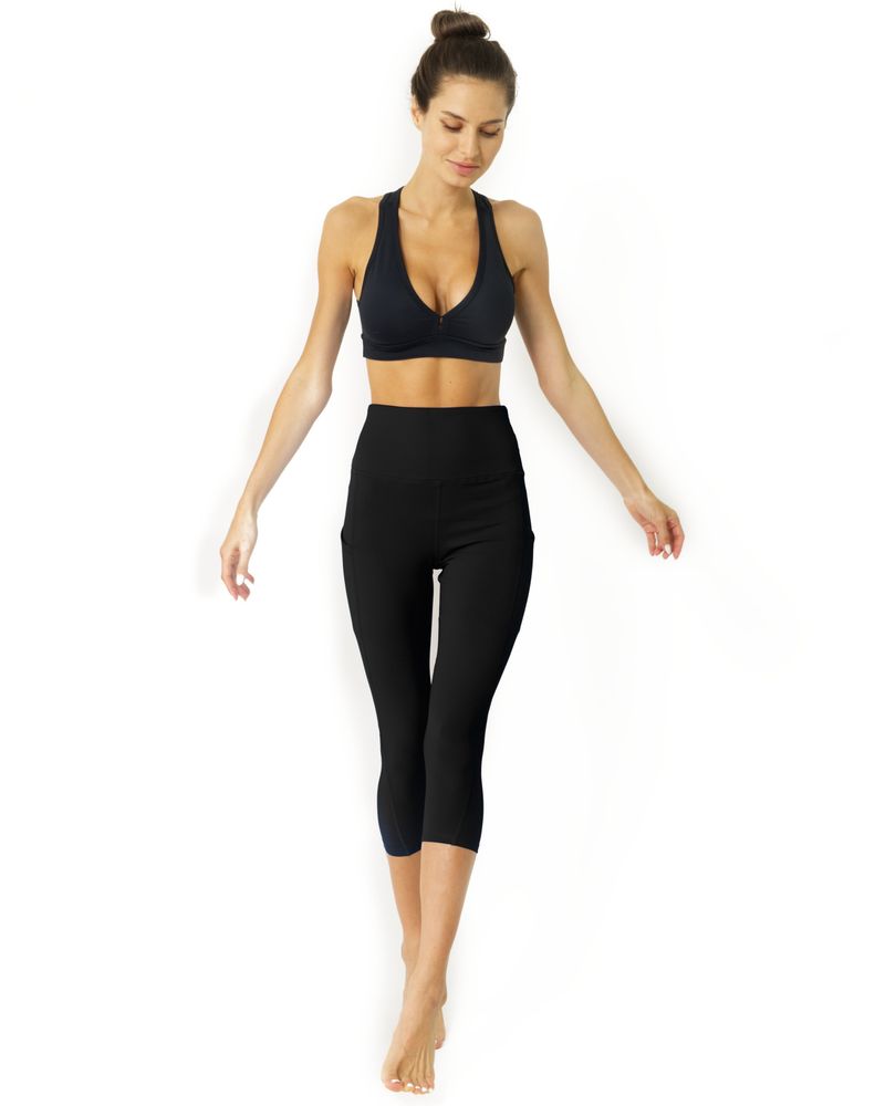 High Waisted Yoga Capri Leggings - Black