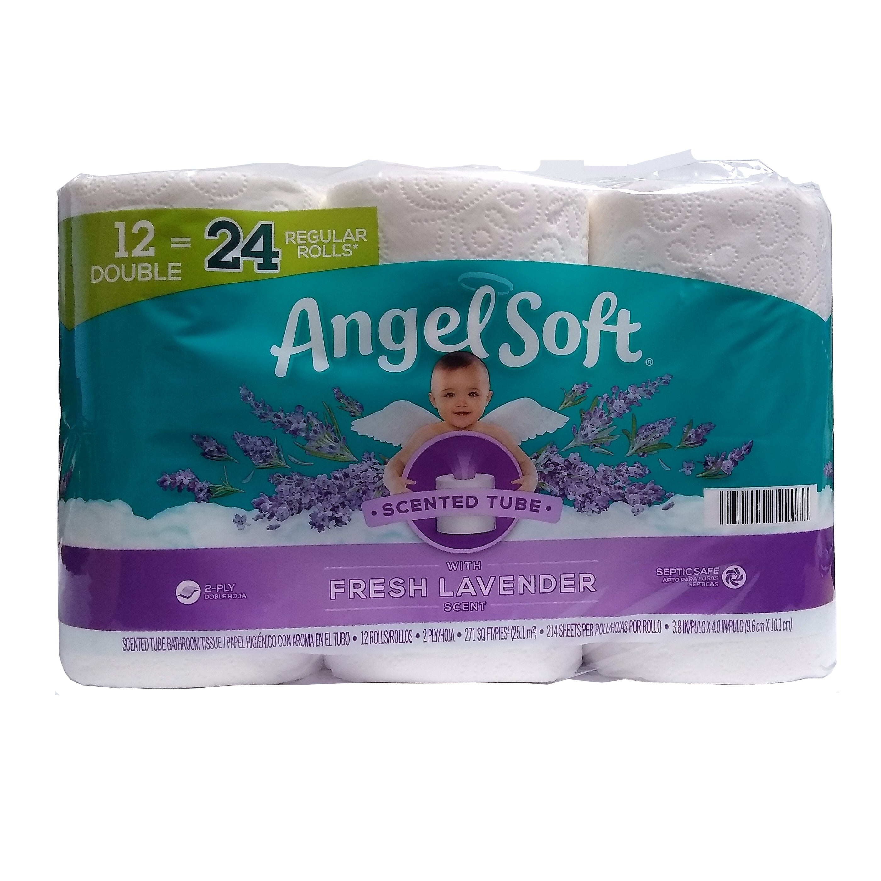 Angel Soft Lavender Scented Bath Tissue, 12 Double Rolls, 1 Package, By Georgia Pacific