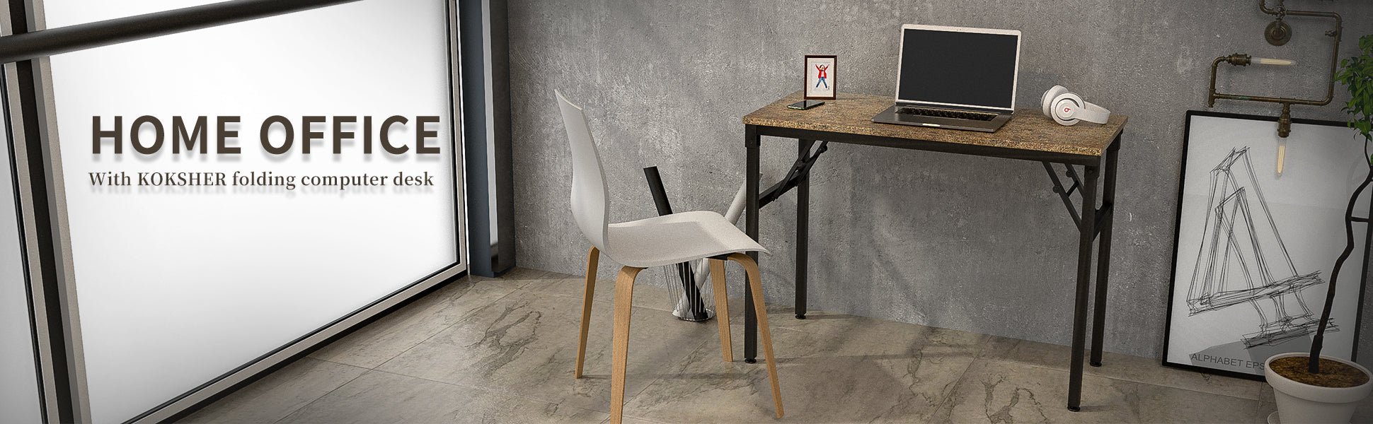 Computer Desk with Removable Monitor Stand Riser Folding Table