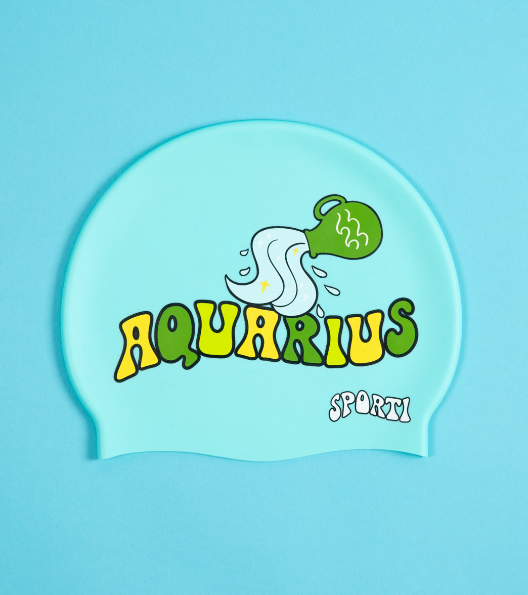 Sporti Groovy Zodiac Aquarius Silicone Swim Cap