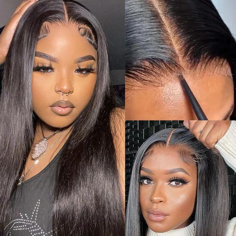Black Color 4x4 Lace Wigs