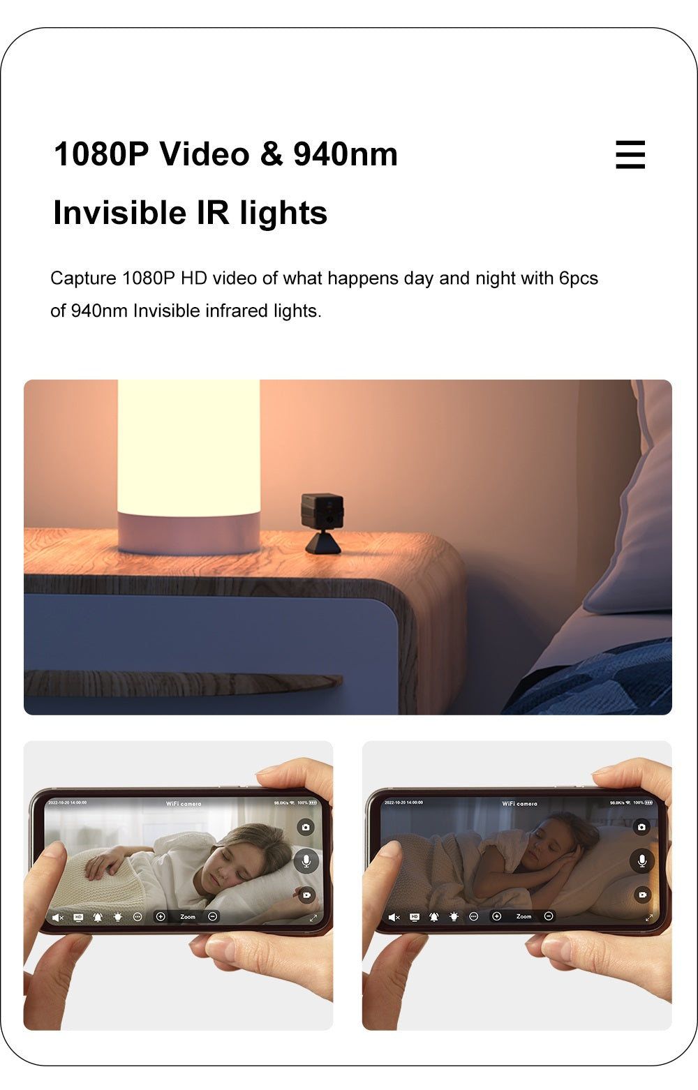 Camsoy T9G6 Smart 4G Camera Wireless Indoor & Outdoor Mini Security Camera Night Vision PIR Motion Detection