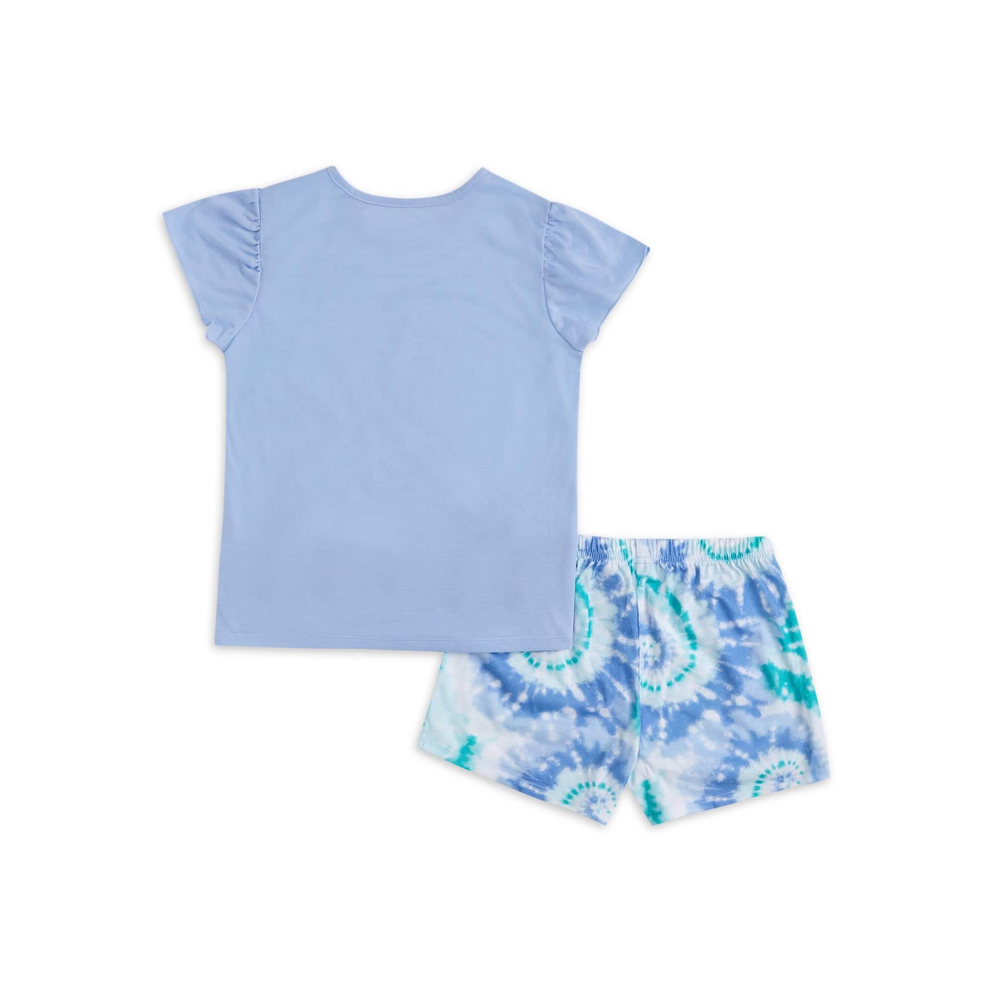 Wonder Nation Girls Blue Short Sleeve and Short Pajamas Set