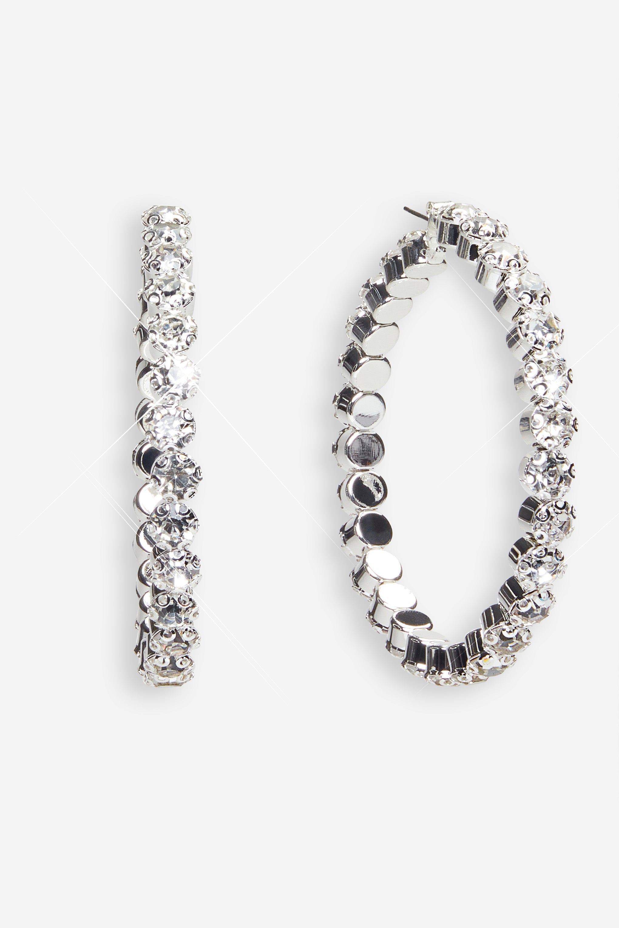 Jayla | Silver Diamante Hoop Earrings