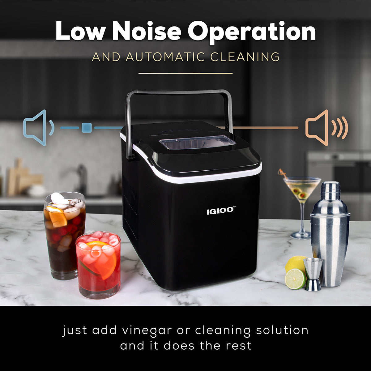 IGLOO? 26-Pound Automatic Self-Cleaning Portable Countertop Ice Maker Machine With Handle, Black