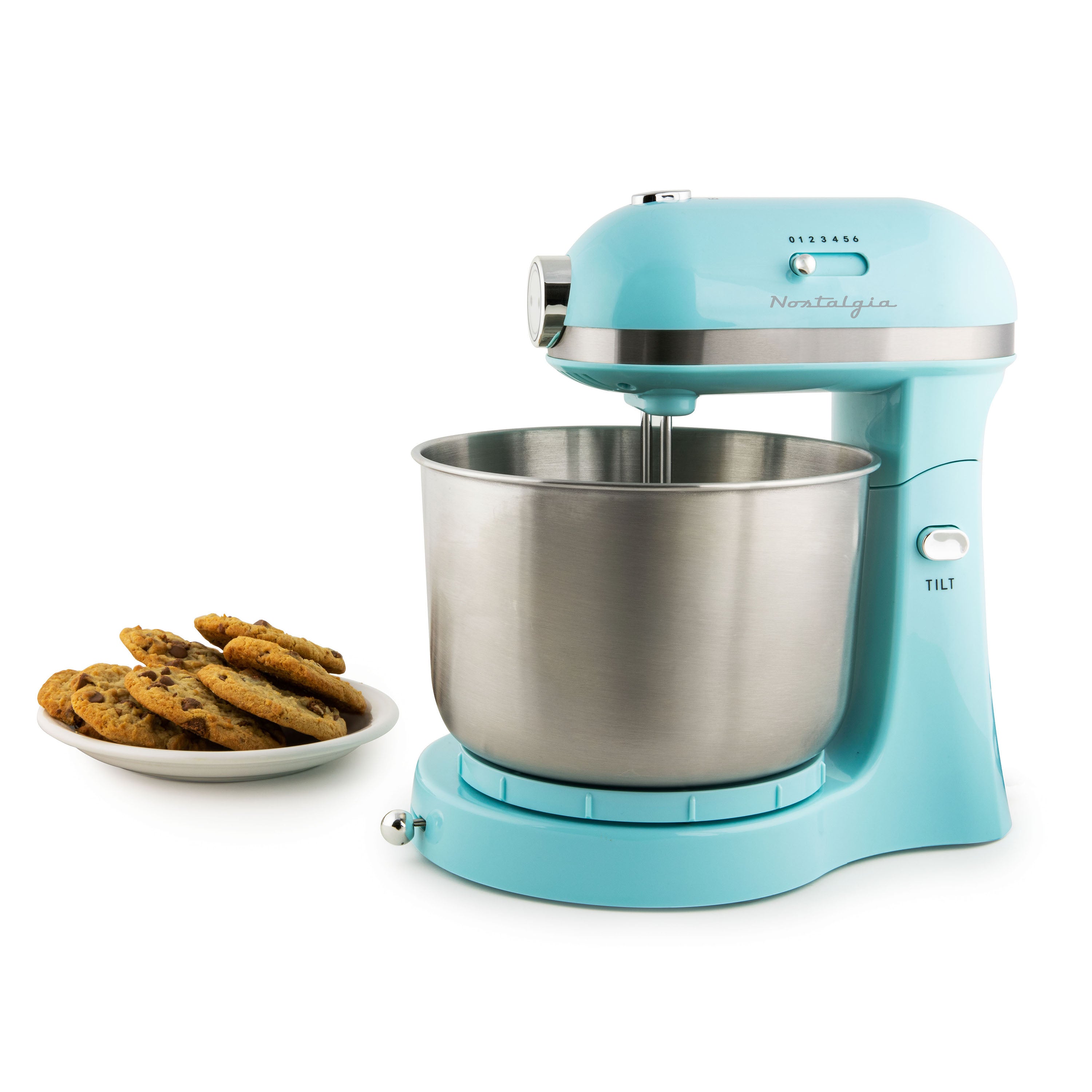 3.5 Qt Retro Stand Mixer with Tilt Head and Stainless Steel Bowl, Aqua