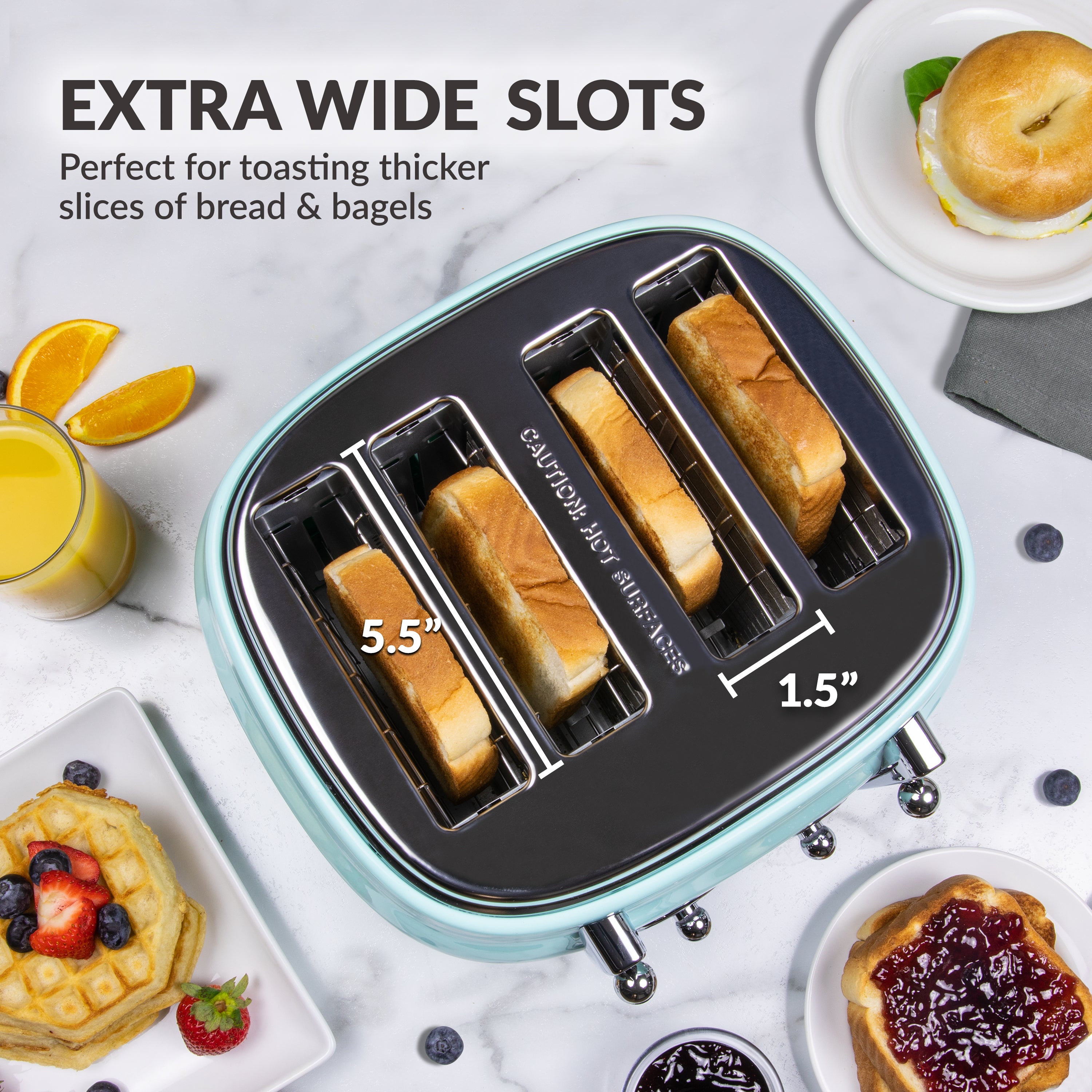 Classic Retro 4-Slice Toaster, Aqua