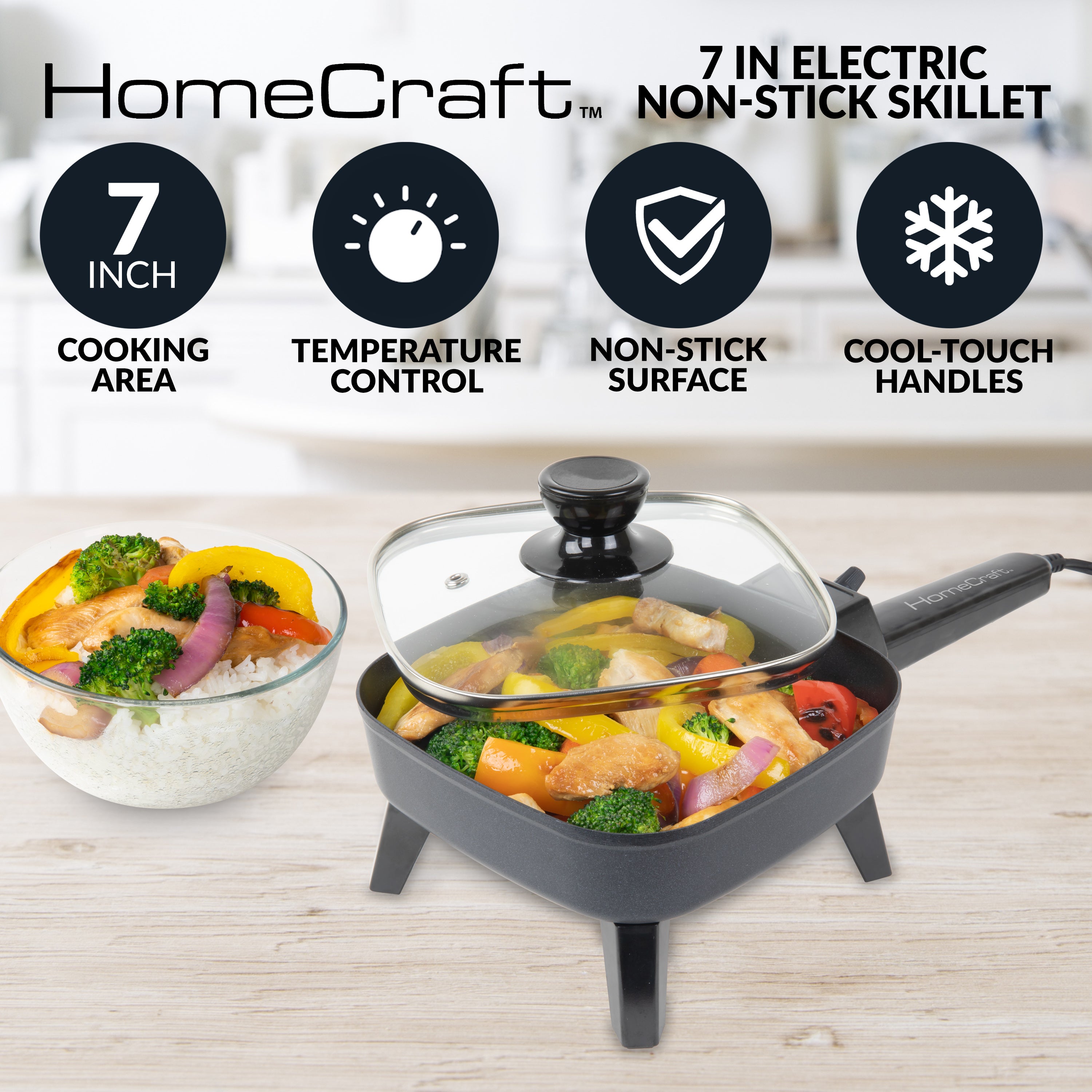 HomeCraft 7-Inch Electric Non-Stick Skillet