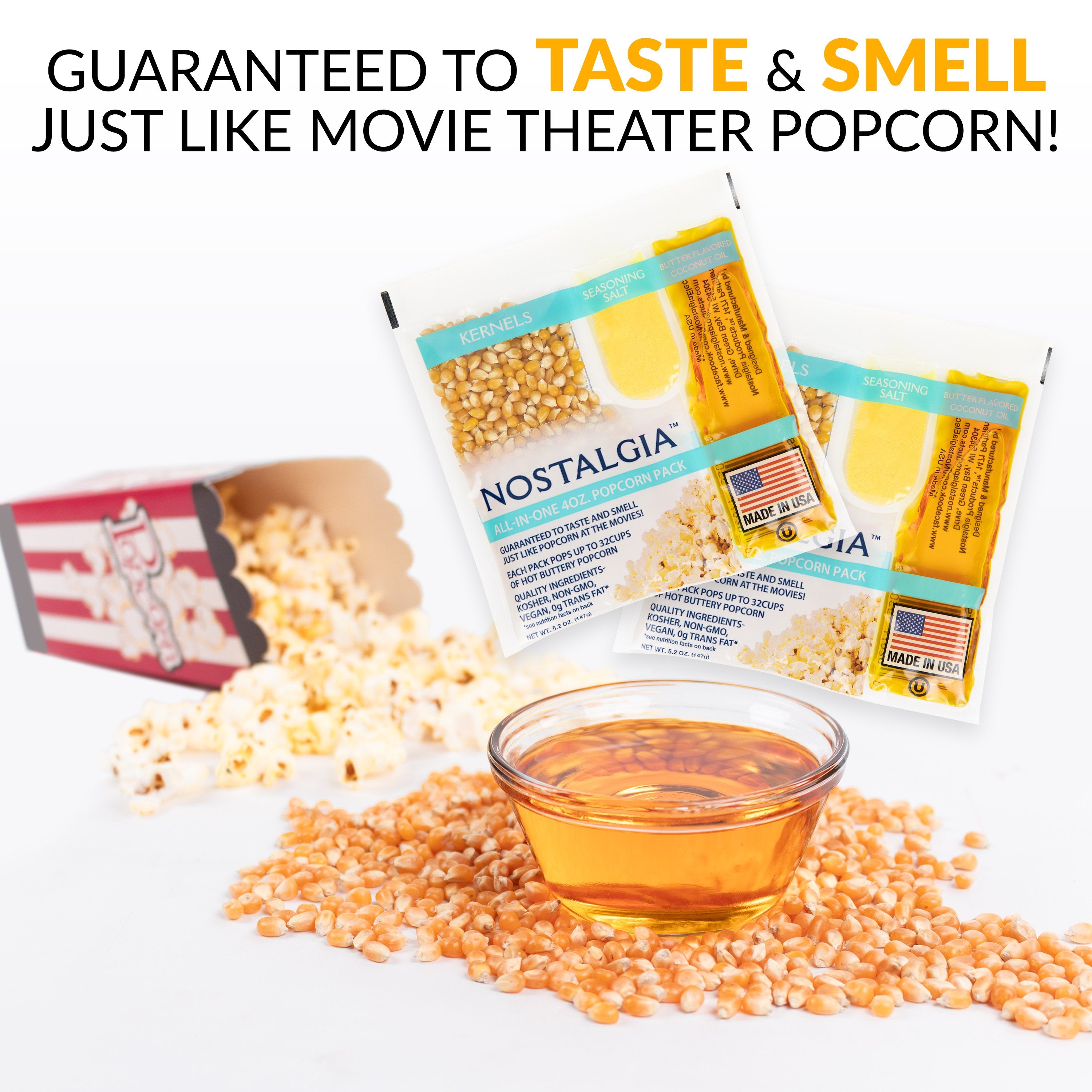 Best Tasting Premium 4-Ounce Popcorn, Oil & Seasoning Salt All-In-One Packs - 24 Count