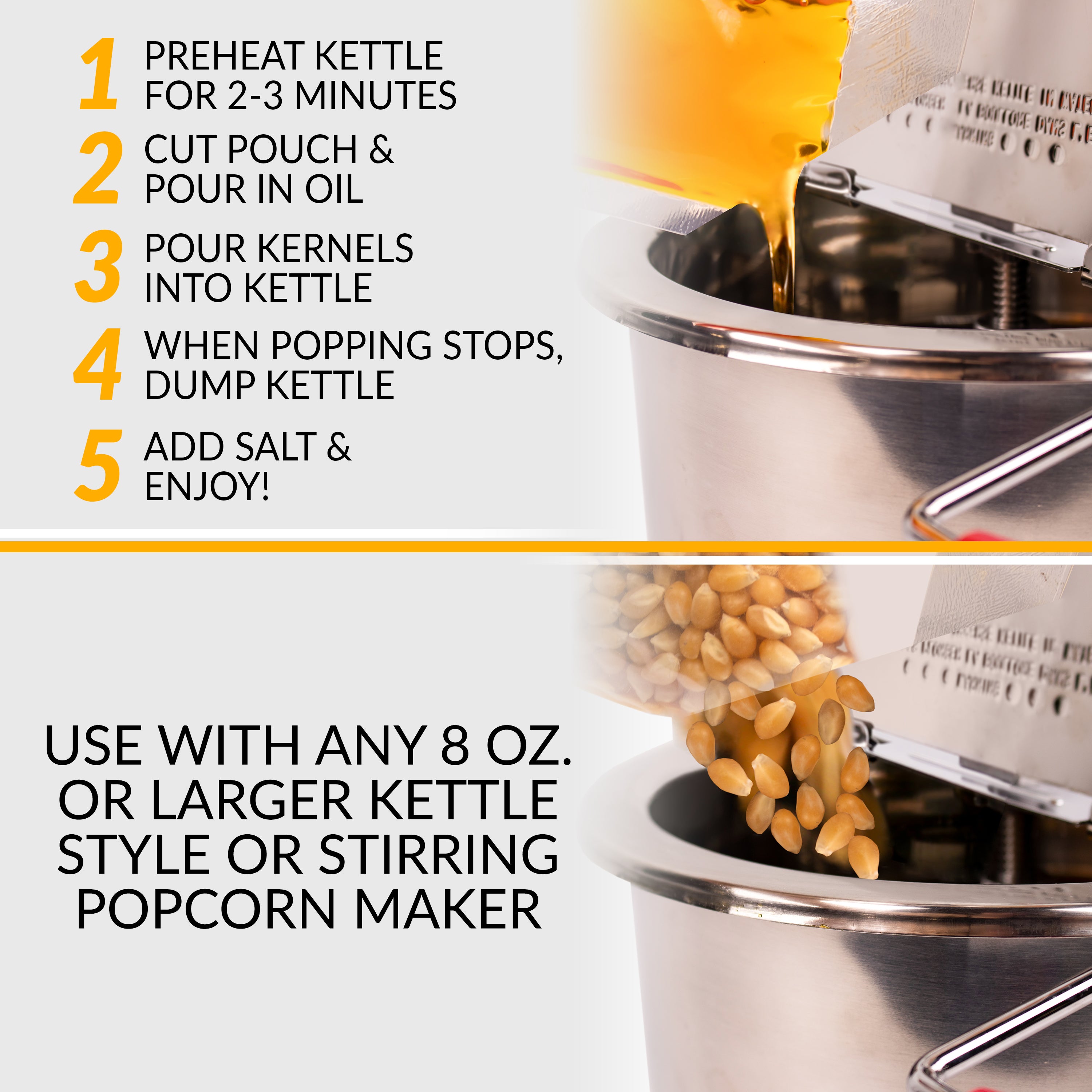 Best Tasting Premium 8-Ounce Popcorn, Oil & Seasoning Salt All-In-One Packs - 24 Count