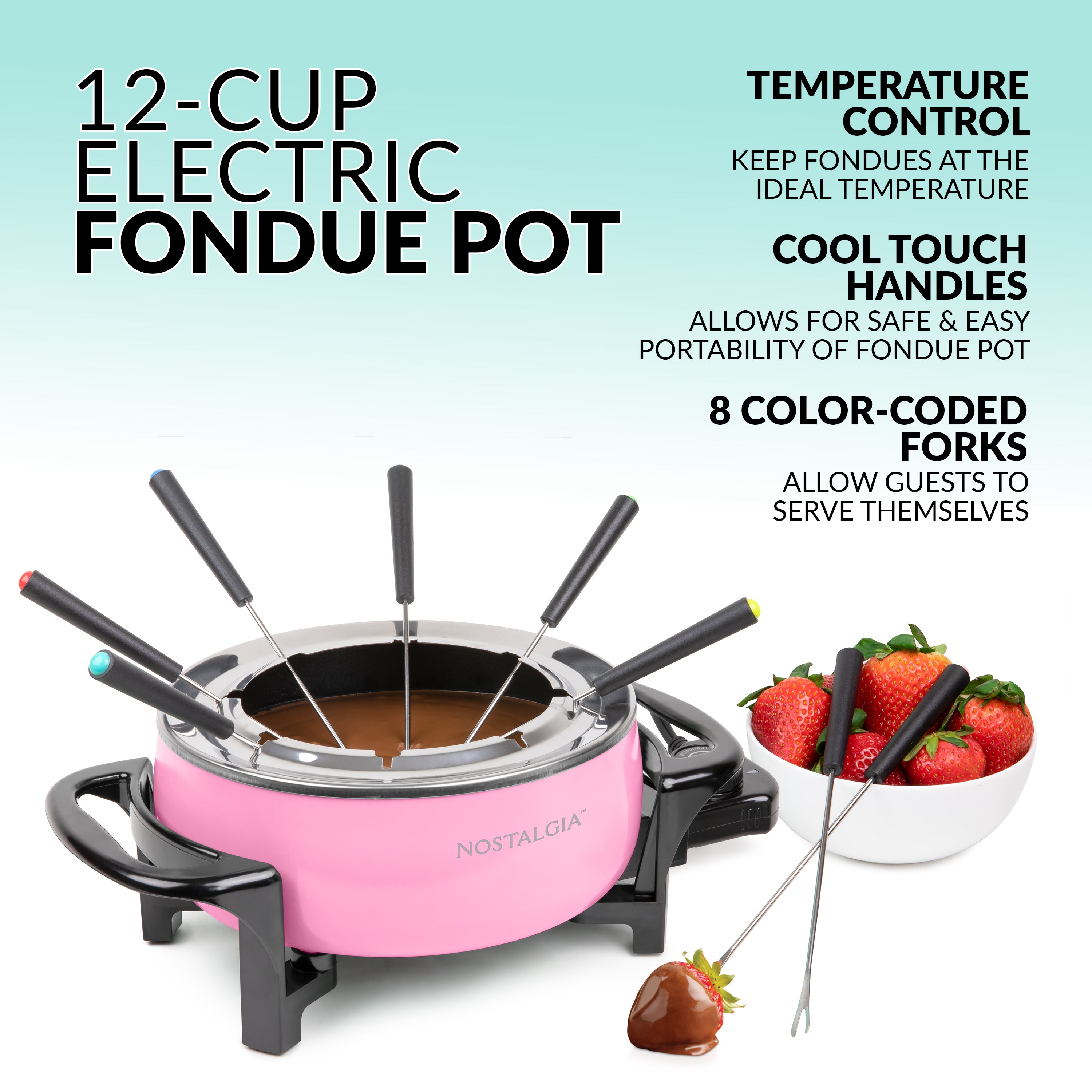 12-Cup Electric Fondue Pot, Pink