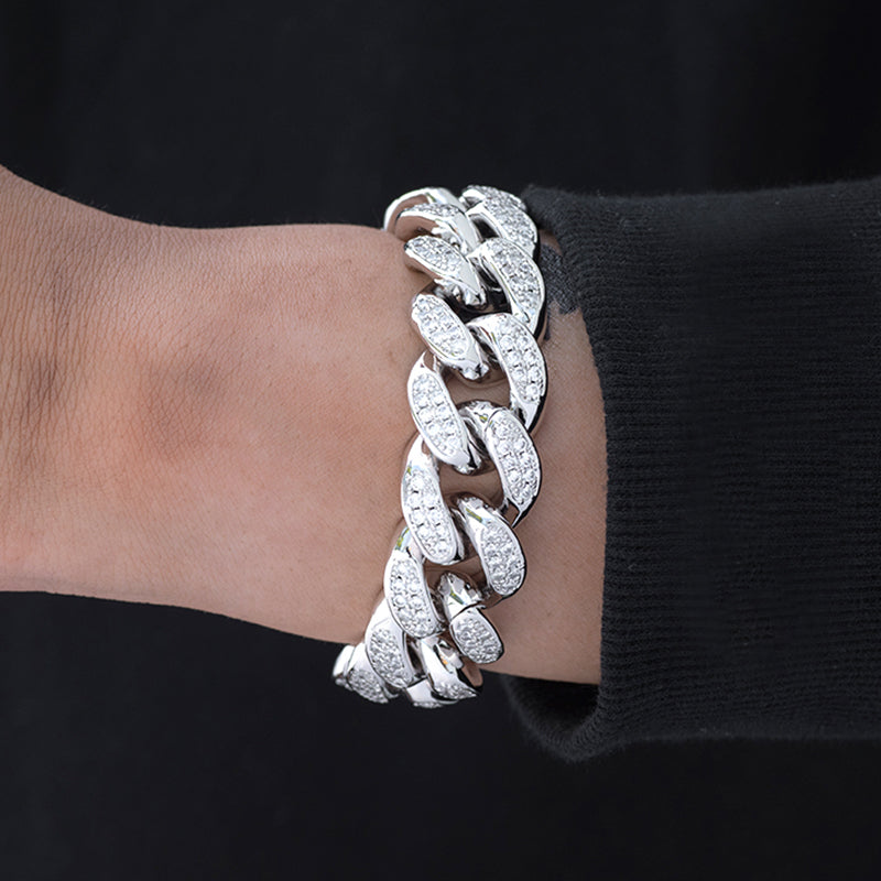 Miami Cuban Link Bracelet (19mm) in White Gold